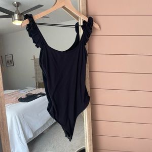 Zara Black Ruffle Bodysuit